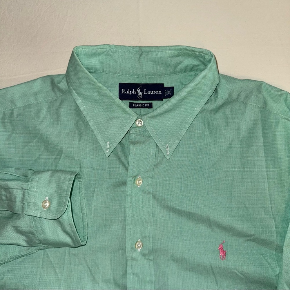 Ralph Lauren Men's Mint Green Button-Down Shirt